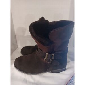 Bearpaw Carrie Suede‎ Boots Womans Size 10 Lined with Sheepskin
